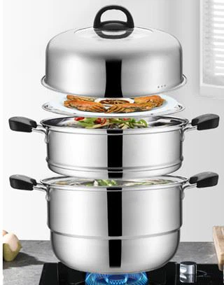 Panci Masak Steamer 3 lapis Baja Tahan Karat